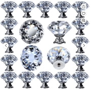 12 Pcs Crystal Cabinet Knobs Drawer Pulls and Knobs Kitchen Cabinet Knobs Diamond Dresser Knobs Crystal Knobs for Drawers,Clear Glass Cabinet Knobs with Silver Base