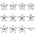 thumbnail image 1 of 12 Pcs Crystal Flower Buttons 20mm Alloy Rhinestone Five Petal Flower Shank Buttons Silver Floral Shape Sewing Buttons Decorative Knitting Craft Buttons for Clothing DIY Decoration, 1 of 6