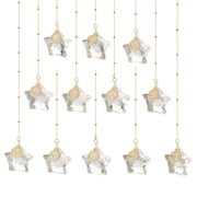 12 Pcs Crystal Star Suncatchers, 35mm Glass Prism Window Hanging Decor for Rainbow Light Refraction, Home Garden Wedding Party Room Indoor Decoration, Clear Faceted Pendant Set