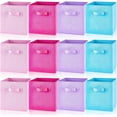 thumbnail image 1 of 12 Pcs Cube Storage Bin 11'' Fabric Storage Cubes Colorful Bins Foldable for Organizer Boxes Fabric Boxes for Shelf(Sky Blue, Purple, Pink, Rose), 1 of 14