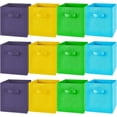 thumbnail image 1 of 12 Pcs Cube Storage Bin 11'' Collapsible Storage Cubes Foldable Cube Storage Organizer Bins Fabric Bins Storage Basket Fabric Cubby Boxes for Shelf Closet (Sky Blue, Green, Yellow, Dark Blue), 1 of 14