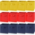 thumbnail image 1 of 12 Pcs Cube Storage Bin 11'' Storage Bins for Room Decor Colorful Bins Foldable Baskets for Nursery Organizer Boxes Fabric Boxes (Navy Blue, Red, Yellow), 1 of 7