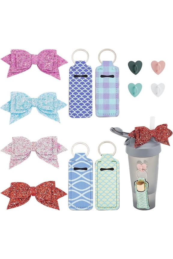 12 Pcs Cup Accessories Set Tumbler Charms with Chapstick Holders Heart Hooks Straw Decors DIY Mixed Color