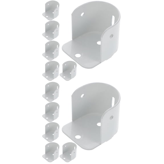 12 Pcs Curtain Rod No Drill Brackets Flange Seat Closet Bar Wardrobe Adjustable White Iron