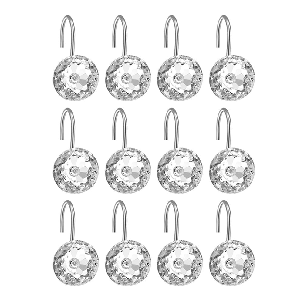 12 Pcs Curtain Sheer Curtains Stainless Steel Hooks Shower Acrylic ...
