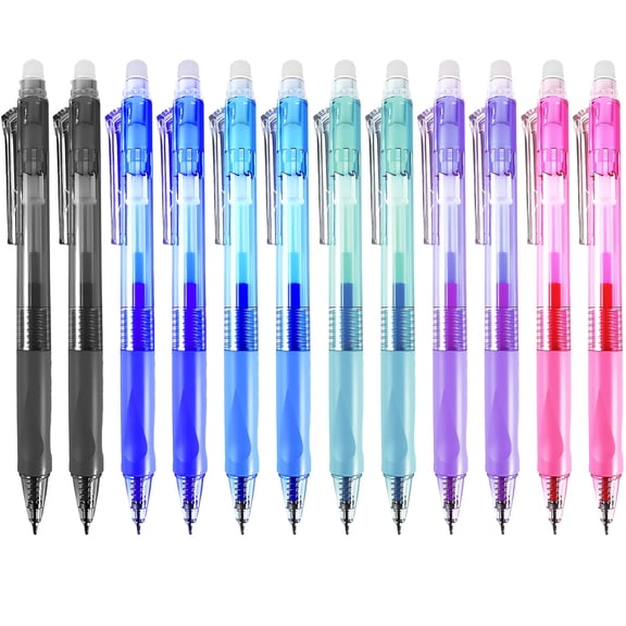 12 Pcs Cute Erasable Colored Pens Aesthetic Retractable Colored Pens Colored Gel Pens 0.5mm Point Pen Office Women Men Pens Office Home Supplies