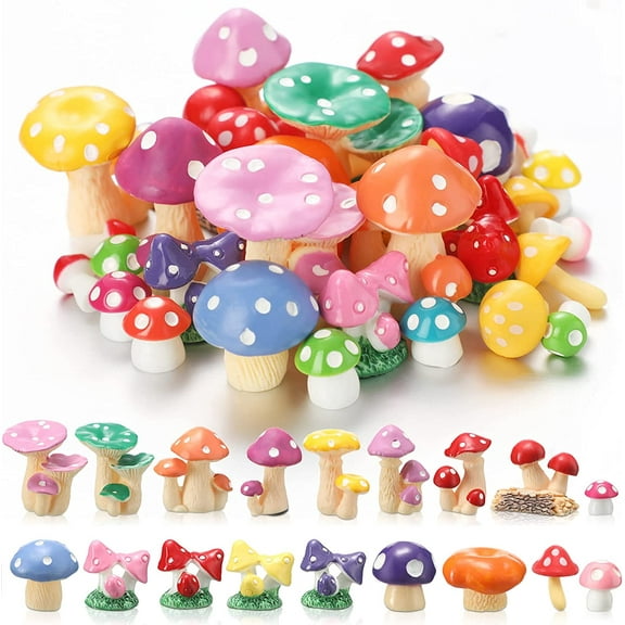 12 Pcs Cute Tiny Mushrooms Bulk, Mini Miniature Figurines, Fairy Mushroom Decor, Mini Garden Mushroom Statue Ornament, for Plant Micro Landscape Bonsai Craft