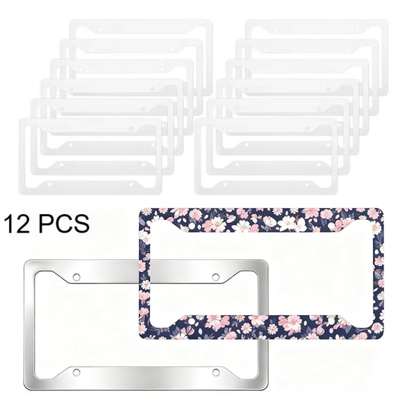 12 Pcs DIY Sublimation Blank License Plate Frame,White Transferable Aluminum Metal License Plate Holder for US Standard Cars Home Mailbox Car Enthusiasts Creators Practical Gifts