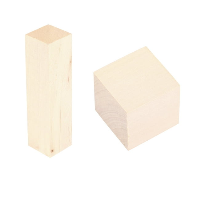 12 Pcs DIY Unfinished Wooden Material Cube Wood Grain Blank Block