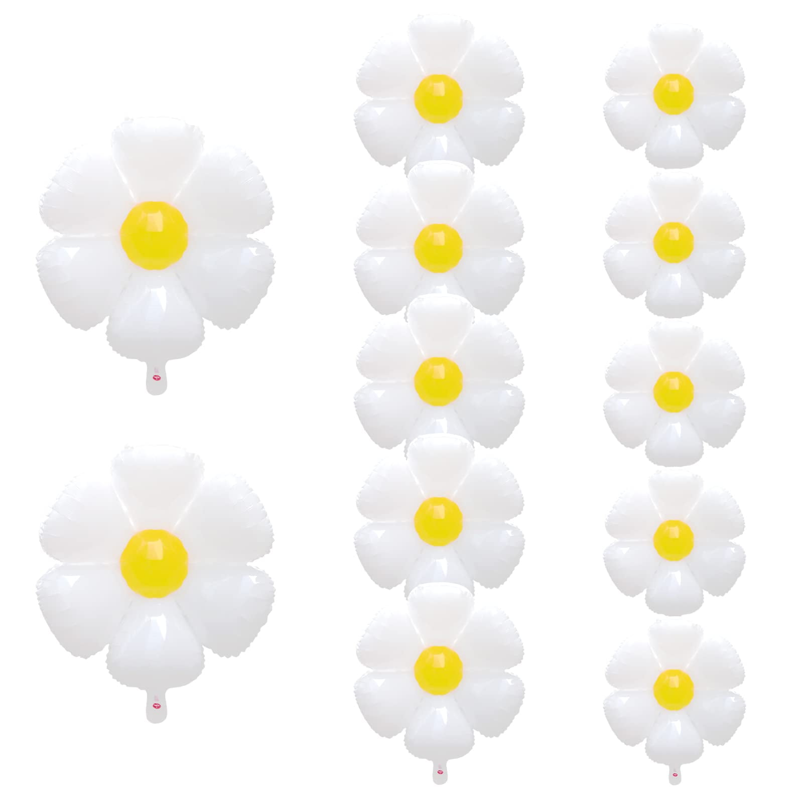 12 Pcs Daisy Balloons,3 Sizes White Flower Balloons for Daisy Birthday Decorations, Baby Shower