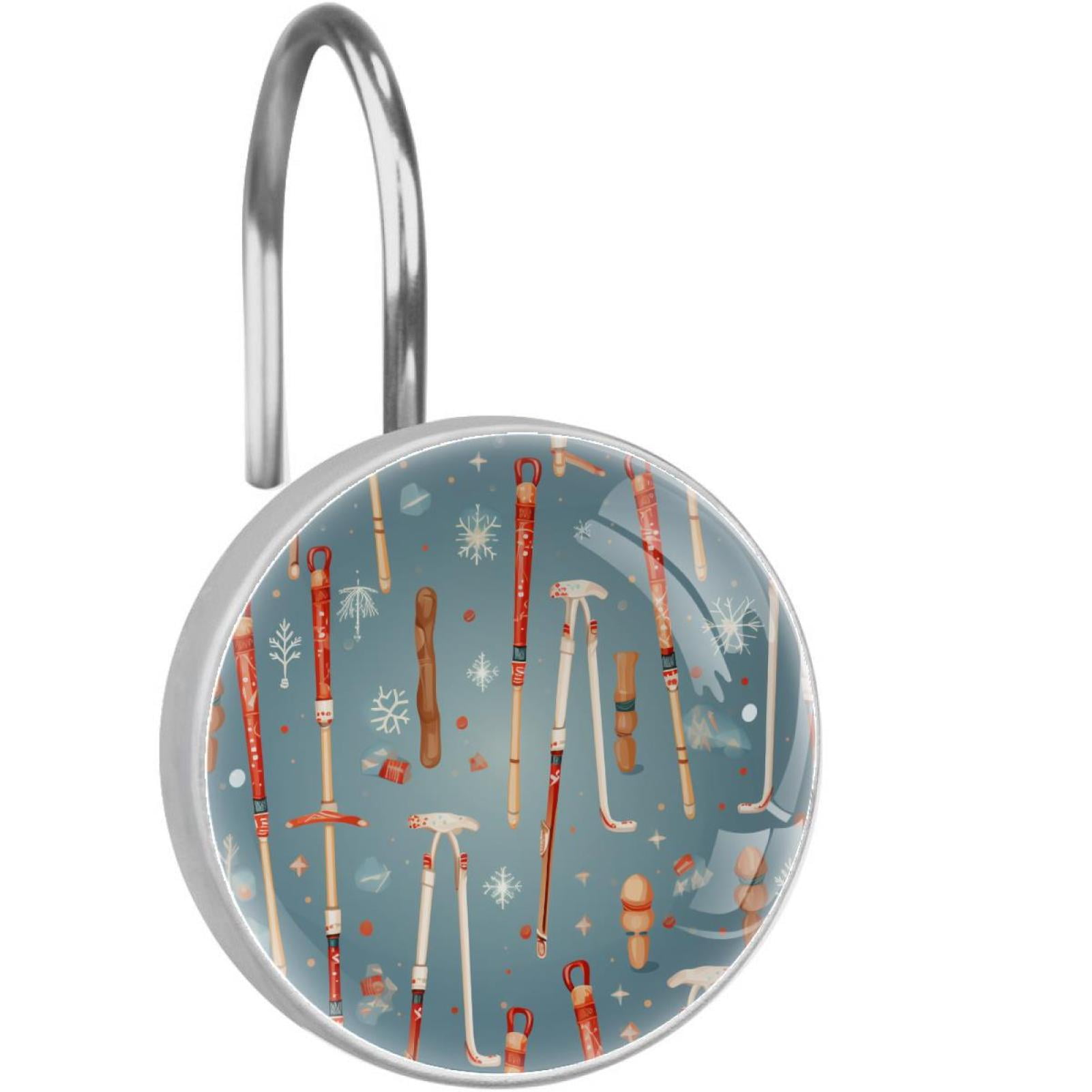 12 Pcs Decorative Shower Curtain Hooks, Crystal Glass Surface Curtain