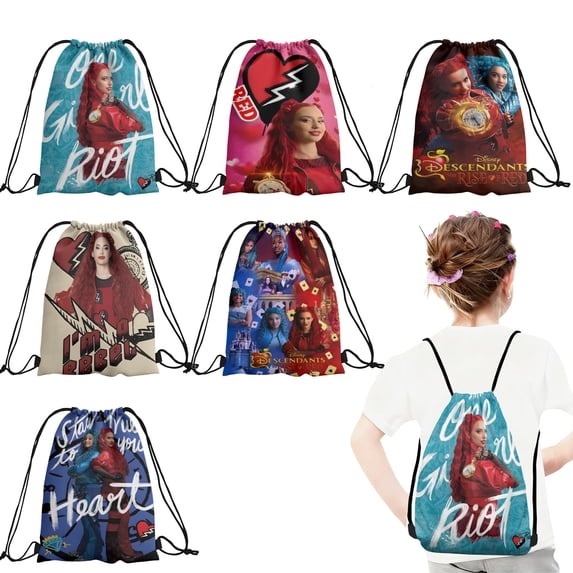 12 Pcs Descendants The Rise of Red Candy Drawstring Bag Drawstring Goodie Favor Bags for Boys and Girls Birthday Party Decorations 27x34cm