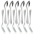 thumbnail image 1 of 12 Pcs Dessert Forks and Spoons Set, Stainless Steel Mini Forks and Mini Spoons, Small Fruit Appetizer Cocktail Forks and Mini Coffee Spoons Teaspoon (6 Small Forks+6 Small Spoons), 1 of 7