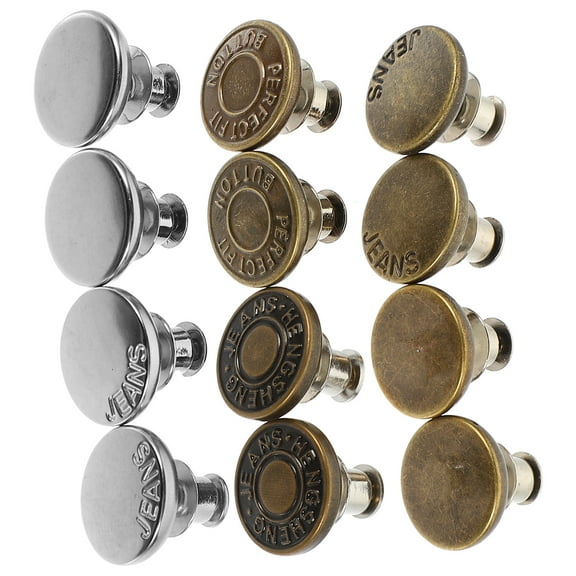 12Pcs Adjustable Buttons for Jeans Jean Button Pin Pant Waist Tightener No Sew