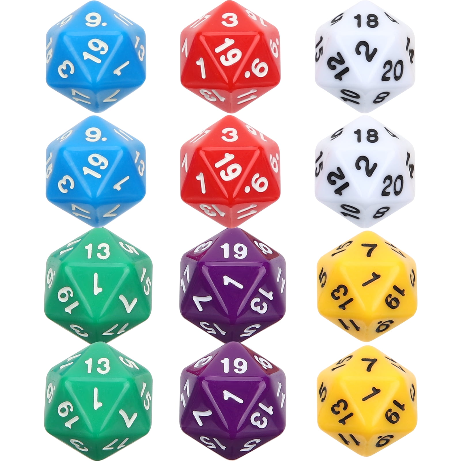 12 Pcs Dice 20 Sided for Classroom Table Game Multi-sided Dices Bulk ...