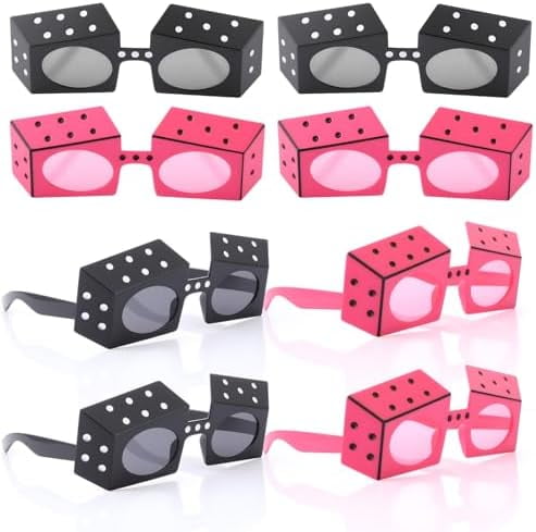 12 Pcs Dice Glasses Bulk Casino Party Favors Let's Roll Dice Decorations Reusable Plastic Eyeglasses for Men Women Game Casino Night Las Vegas Poker Birthday Party Supplies