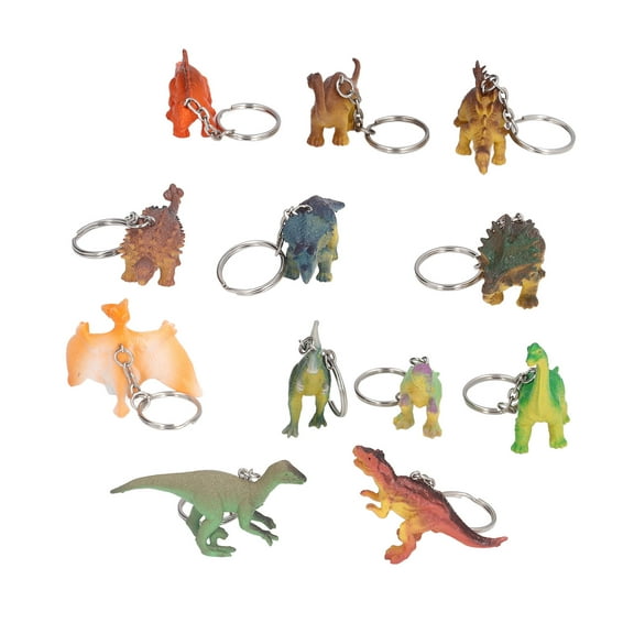 12 Pcs Dinosaur Keychains Vivid Lovely Different Styles Simulation Animal Keychain For Decoration