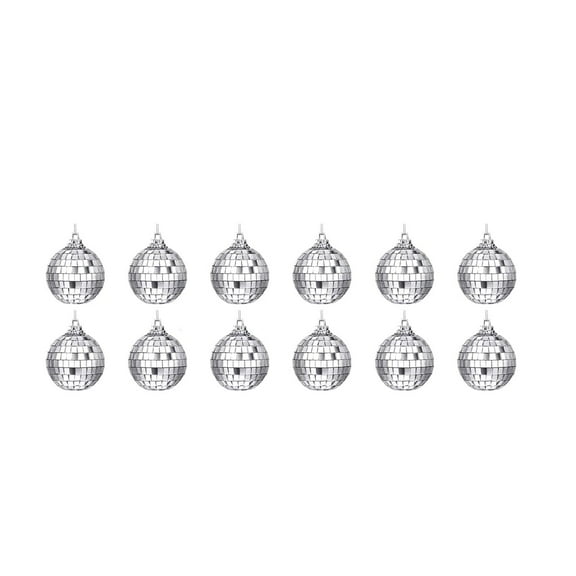 12 Pcs Disco Ball Decoration Ornaments Hanging Mini Mirror Disco Ball with Rope Cake Topper 70s Disco Themed Party Wedding Christmas Supplies (1.2 inch)