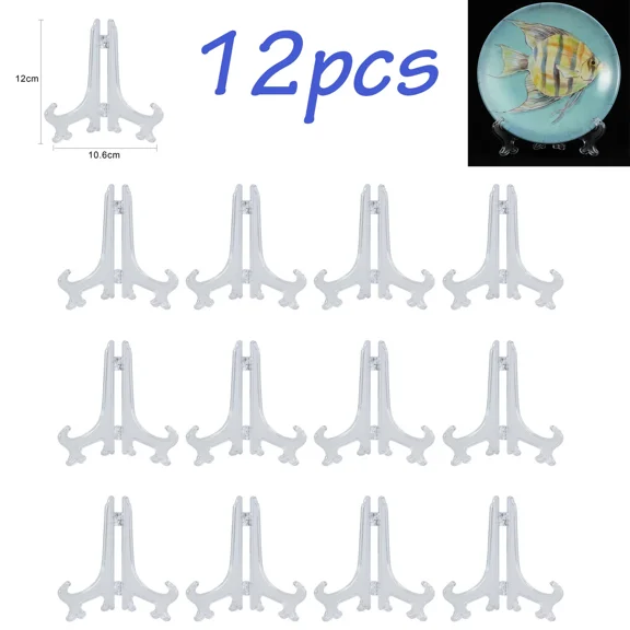 12 Pcs Display Stand Easels Plate Picture Holder Photo Frame Frosted Home Decor