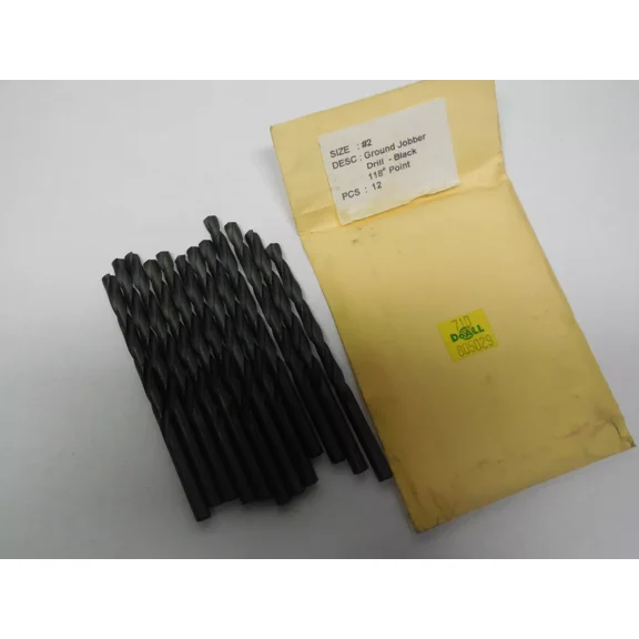 12 Pcs Doall #2 Hss 118 Degree Point Jobber Length Twist Drills Bits