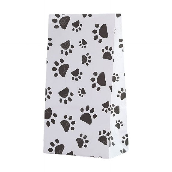 12 Pcs Dog Paw Shape Paper Bag Cookie Candy Gift Packaging Bags Wedding Party Decor Puppy Paw Prints Birthday