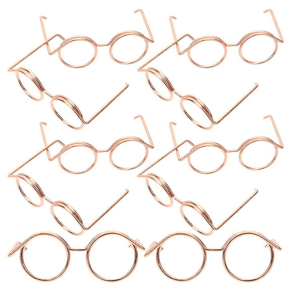Rose Gold Metal Doll Glasses for Dress and Home Photography Props 12 Pieces