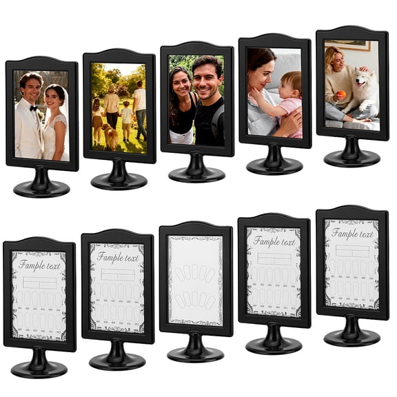12 Pcs Double Sided Picture Frame 4x6 Inch 2 Sided Pedestal Photo Frame with Inserts and Base Plastic Pedestal Picture Frames DIY