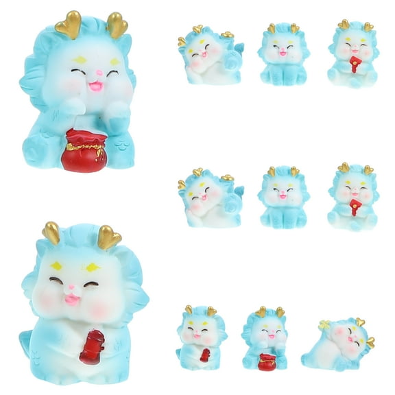 12 Pcs Dragon Small Garden Statue Water Fountain Decor Year of The Figurines Office