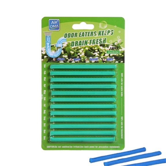 12 Pcs Drain Sticks Drain Cleaner Sticks Drain Sink Deodorizer Sticks Keep Your Drain Pipes Clear Keep Clogs for Kitchen Bathroom Toilet U-shaped Drains Cleaning Stick