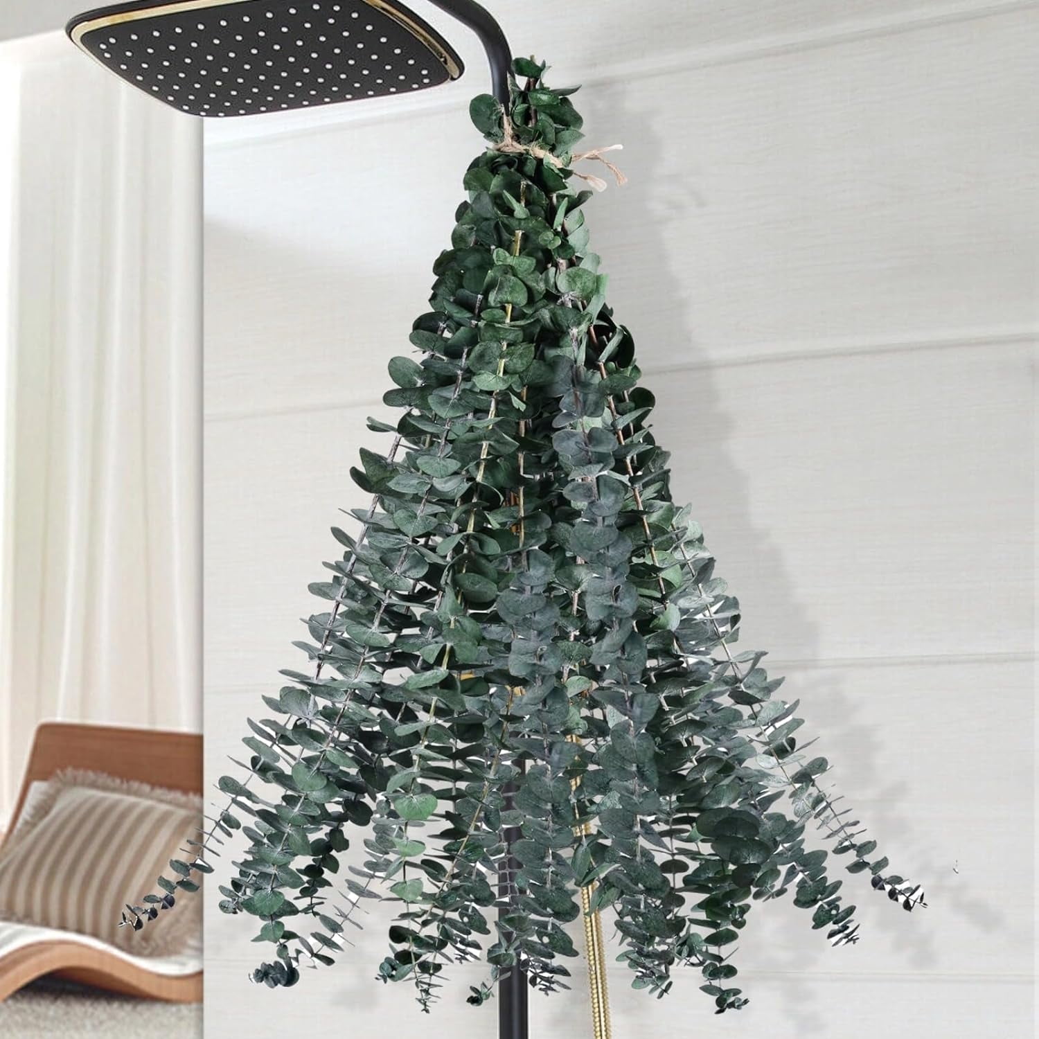 Lomyolo 12 Pcs Dried Eucalyptus Stems 17" Real Eucalyptus 100% Made From Fresh Eucalyptus Leaves Artificial Eucalyptus for Shower Hanging, Wedding Decor Home Decor Farmhouse Decor Diy Artificial Plan