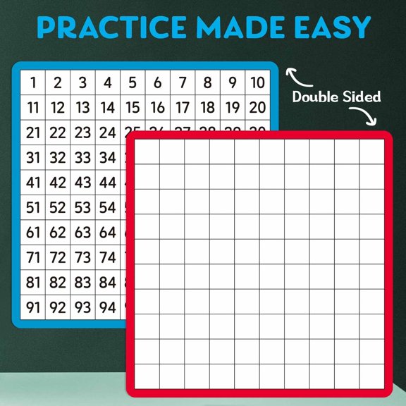 12 Pcs Dry Erase Math Hundreds Chart, Double Sided Number Cards 1-100 Number Chart, Teacher Classroom Must Haves Writable and Erasable Numbers 1-100 Chart Board Card Home Classroom Supplies$$Office