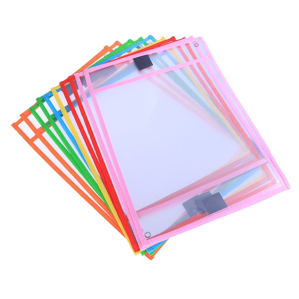12 Pcs Dry Erase Paper Sleeve Transparent Stationery Bag Heavy Duty