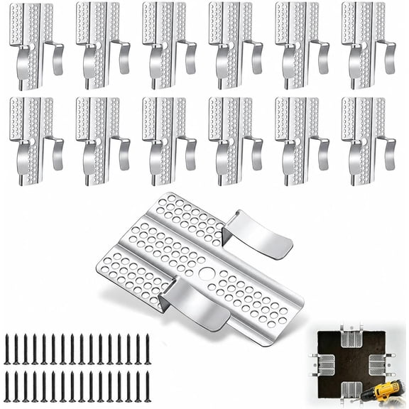 12 Pack Drywall Repair Clips, 1/2 inch Drywall Fastener Clip with 24 Screws, Stainless Steel Wall Patch Clips for Damaged Walls Repairing