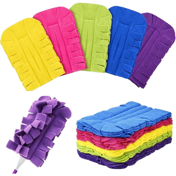 12 Pcs Duster Refill Reusable Fleece Duster Refills Feather Flat Dusters Multi Surface Washable Cleaning Pads Tools for Home, Blinds, Car, Pet, Furniture, Fans