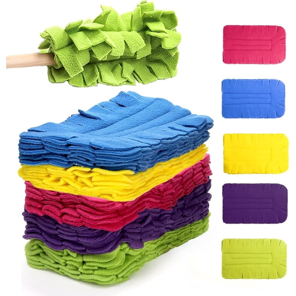 12 Pcs Duster Refill Reusable Fleece Duster Refills Feather Flat Dusters Multi Surface Washable Cleaning Pads Tools for Home, Blinds, Car, Pet, Furniture, Fans