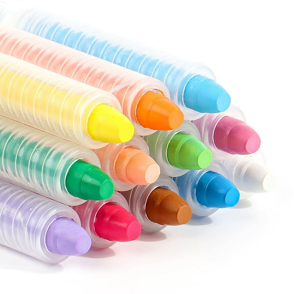 12 Pcs Dustless Chalks,Colored Sidewalk Chalk With Holder,Washable Chalks Drawing Writing for Outdoor Art Play,Blackboard