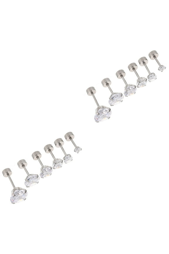 12 Pcs Earrings Cartilage Stud Hypoallergenic Men Zircon Stainless Steel for Man