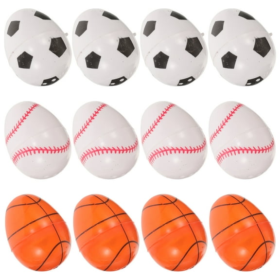 12 Pcs Easter Open Egg Goodie Bag Fillers Shape Candy Holder Box Party Favors Basketball Gifts Supplies Openable