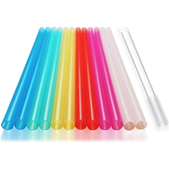 12 Pcs Eco Friendly Silicone Straws with 2 cleaning Brushes,Reusable Silicone Drinking Straws,for 20oz Tumblers,Yeti, Ozark, (Pure Multicolor, 7.87 inches)
