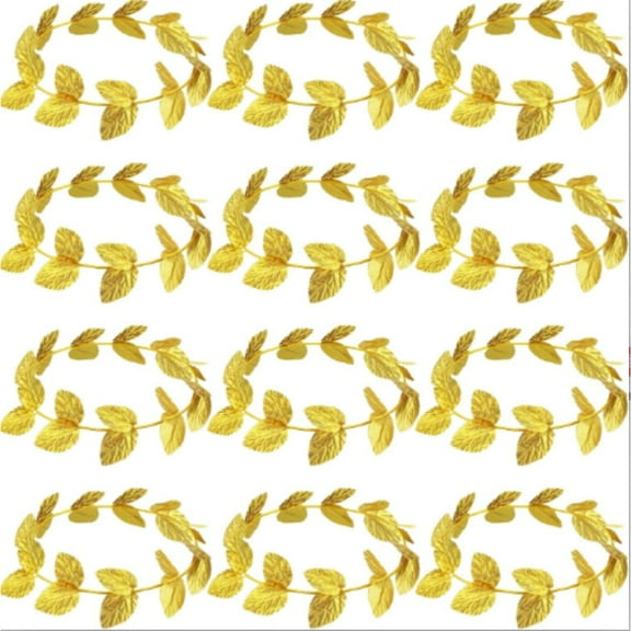 12 Pcs Elegant Greek Wreath, Lightweight & Bendable Gold Leaf Crown, Roman Goddess Tiara for Theme Parties, Cosplay and Stage Performance