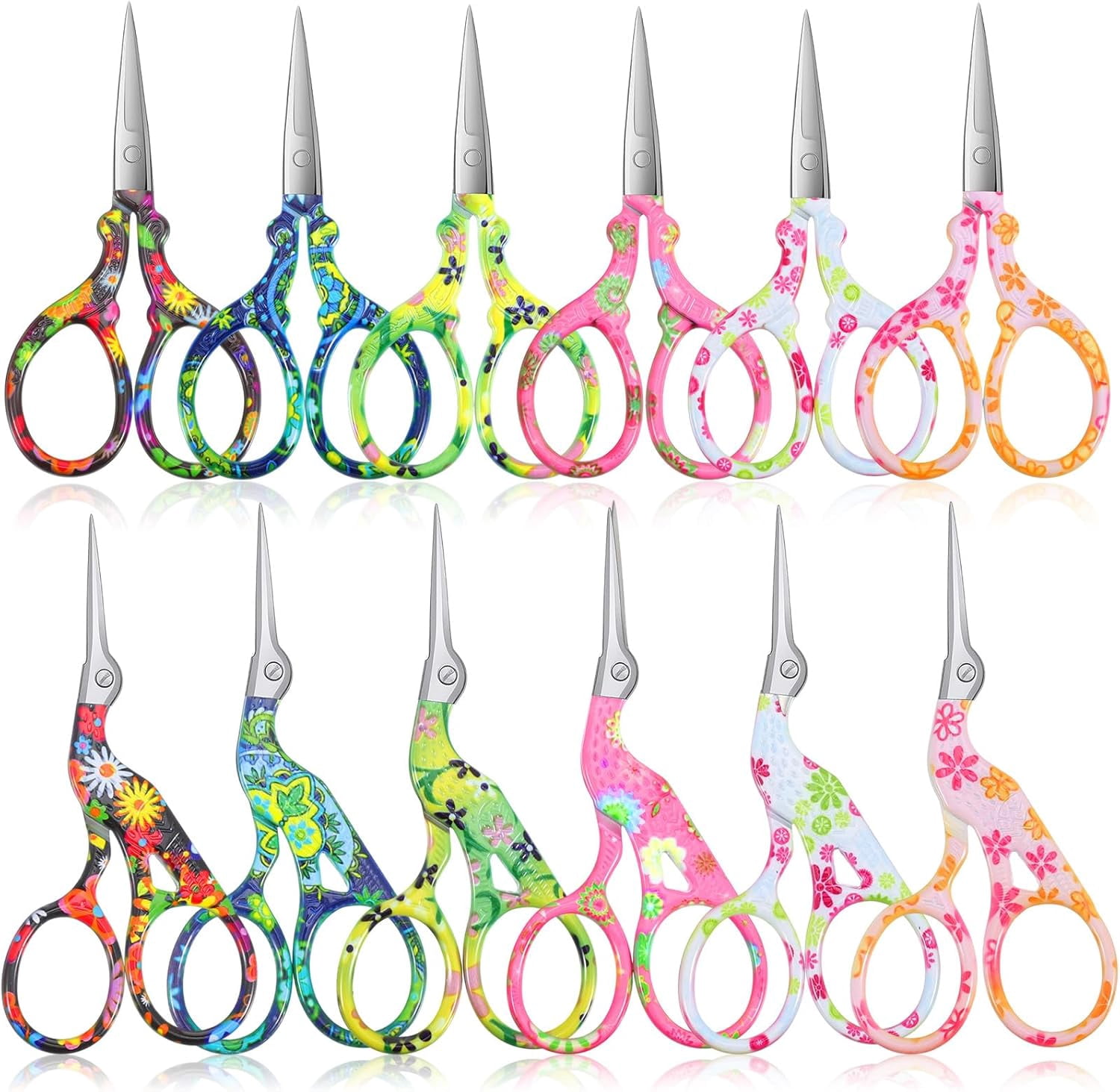 12 Pcs Embroidery Scissors with Artificial Leather Cover Sewing Scissors Stainless Steel Vintage Craft for Crafting Threading DIY Needlework Art Manual Handicraft (3.6 Inch)