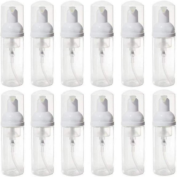 12 Pcs Empty Bottle Travel Soap Bottle | Plastic Foam Dispenser Bottle | Mini Foaming Soap Pump Dispenser for Cleaning, Travel, Cosmetics Packaging (2 oz)