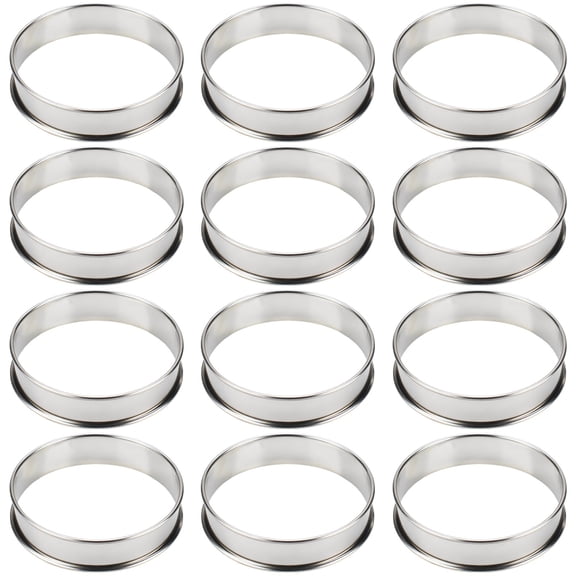 12 Pcs English Muffin Rings, Stainless Steel Crumpet Rings with Double Rolled Edges, Professional Egg Models for Frying, Round Mousse Cake Molds for Baking Tarts Scones Pizza Crusts