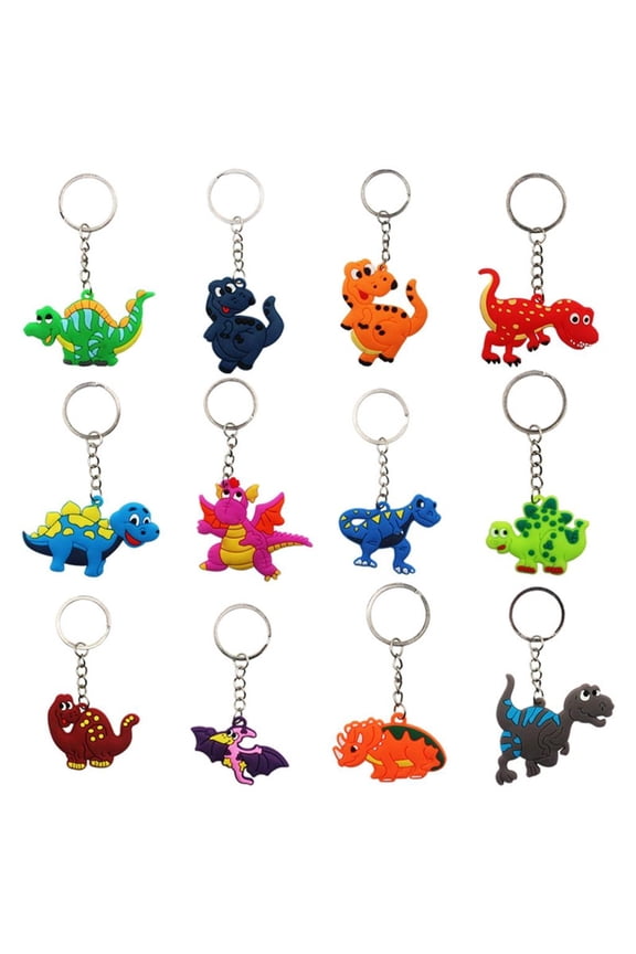 12 Pcs European and American Dinosaur Keychain Party Gifts PVC Crafts Car Pendant Jewelry Dinosaur Toy for Boys Girls