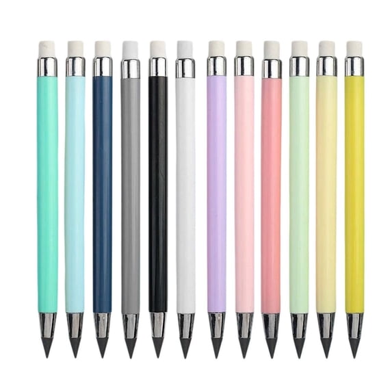 12 Pcs Everlasting Pencils, Reusable Inkless Eternal Forever Pencil With Eraser, No Sharpening Needed Writing Pencil for Writing Drawing Sketching