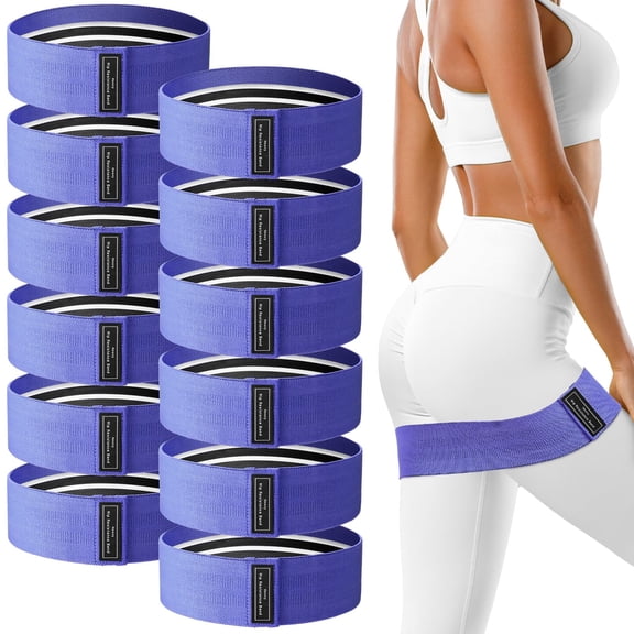 12 Pcs Fabric Resistance Bands for Working Out Booty Workout Stretch Exercise Bands Non Slip for Legs Squat Resistance Loop for Women Men Starter Butt Hip Thigh Fitness