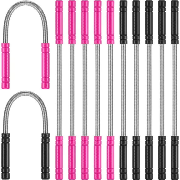 12 Pcs Facial Hair Removal Spring Set Women Eyebrow Face Epilator Coil Portable Hair Remover Spring Threading Tool Bulk for Women Chin Cheek Mustache Upper Lip Neck (Rose Red, Black)