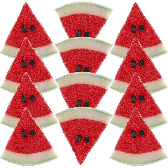 Artificial Watermelon Slices Decor for Pets Red LDPE Material 12pcs Vivid Design 1.5x1.5x0.5inch
