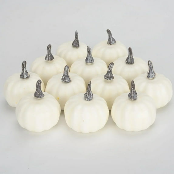 12 Pcs Fall Harvest Orange / White Foam Pumpkin Artificial Pumpkins Mini Pumpkins Fall Decor Thanksgiving Table Centerpiece Halloween Decorations