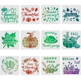 thumbnail image 1 of 12 Pcs Fall Thanksgiving Stencils Drawing Painting Templates Sets 11.8x11.8inch Plastic Drawing Painting Stencils Scale Template Sets for Farmhouse Thanksgiving Fall Decoration, 1 of 7